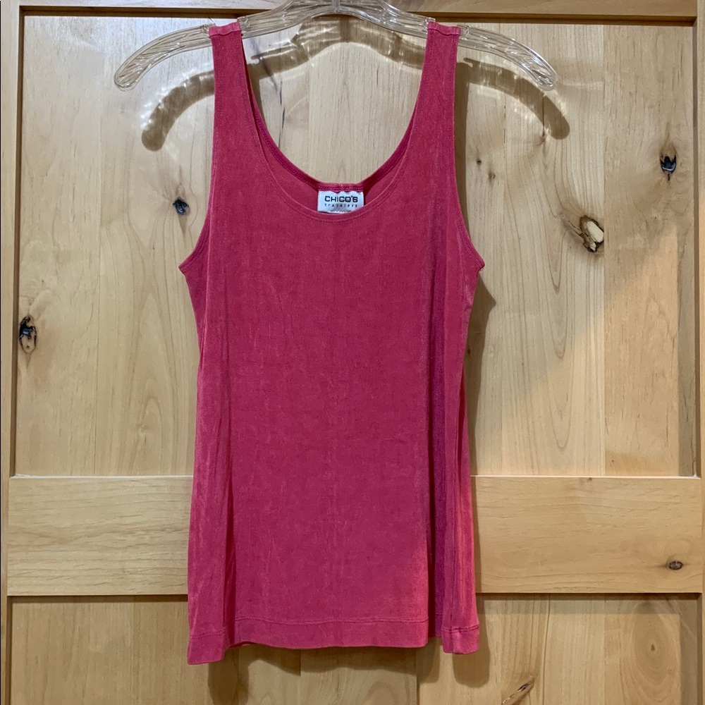 Chicos Travelers 0 Womens Top Size Small Solid Pink Sleeveless Scoop Neck Career
